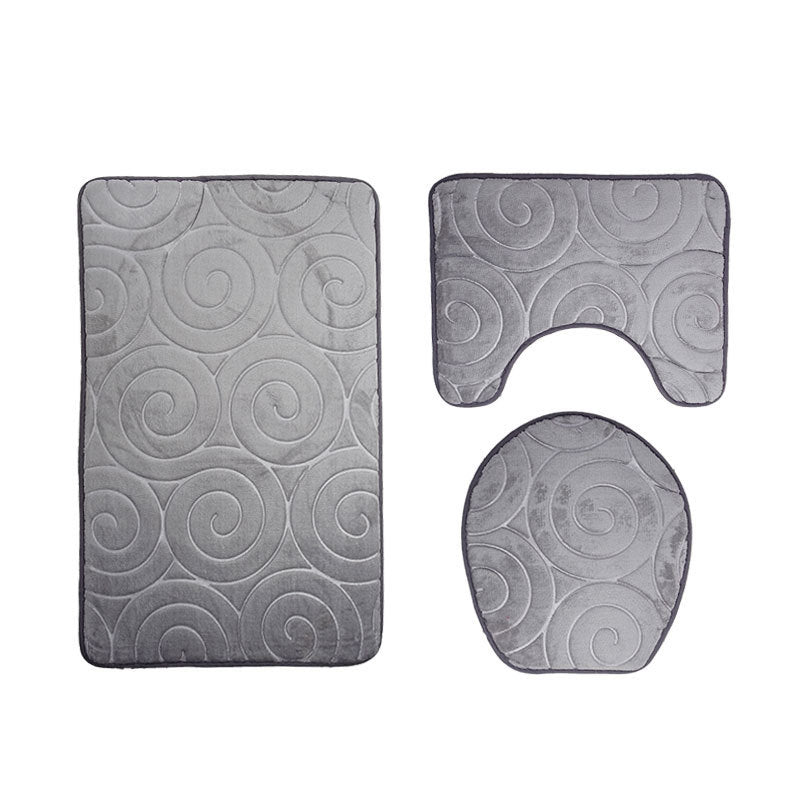 HKM-994579 Three-Piece Non-Slip Toilet Seat Mat Set for Modern Bathrooms - Rectangular Hand-Woven Polyester Fiber