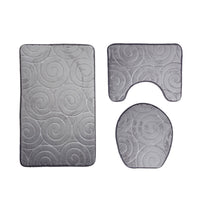 HKM-994579 Three-Piece Non-Slip Toilet Seat Mat Set for Modern Bathrooms - Rectangular Hand-Woven Polyester Fiber
