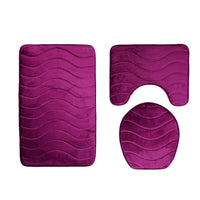 HKM-994579 Three-Piece Non-Slip Toilet Seat Mat Set for Modern Bathrooms - Rectangular Hand-Woven Polyester Fiber