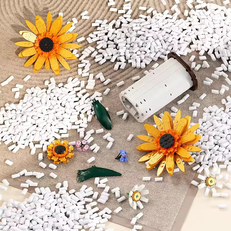 Sunflower Building Blocks Toy Set for Creative Flower Decoration - 50 Pieces
