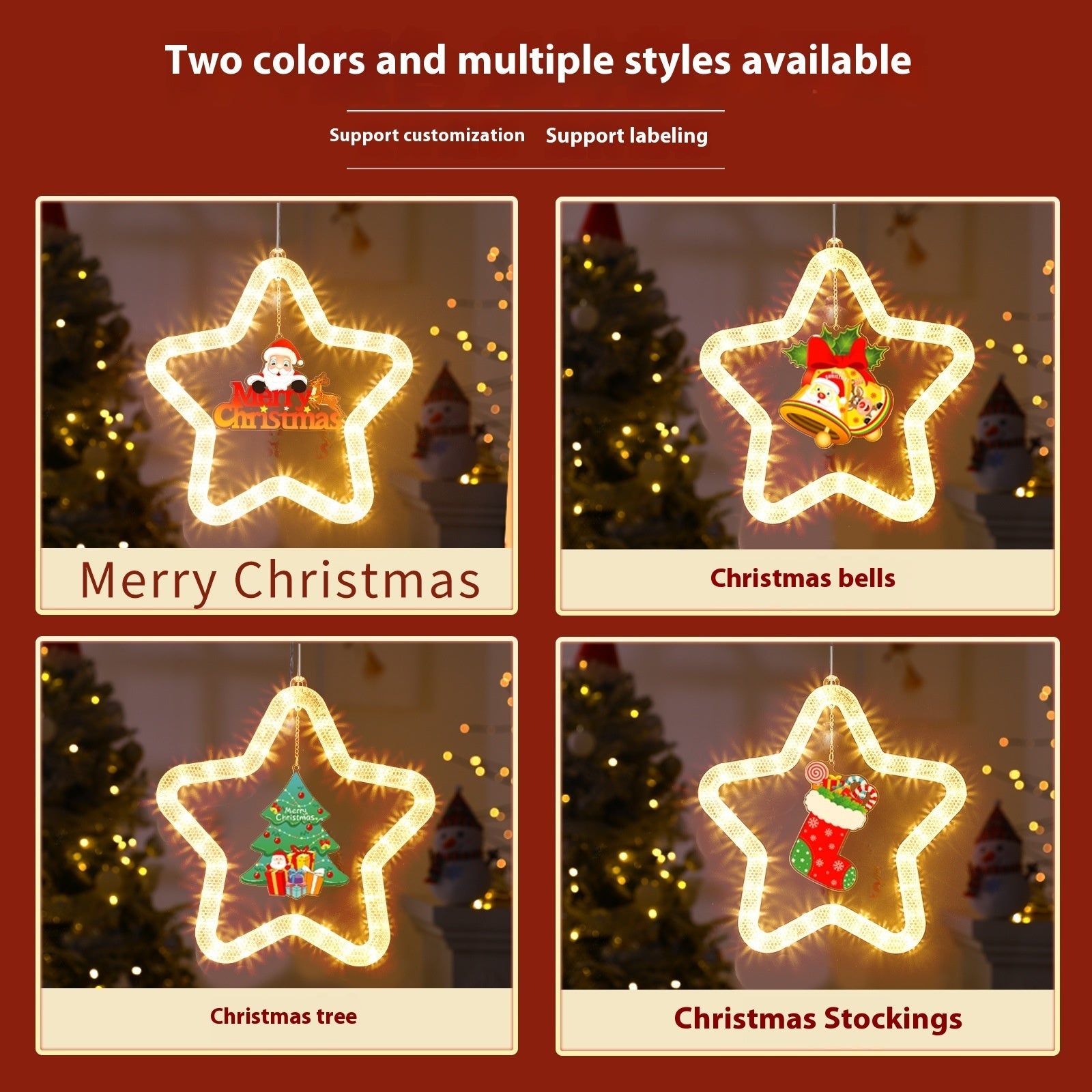 HKM-994963 Elegant LED Christmas Star Pendant Light for Holiday Window and Door Decoration