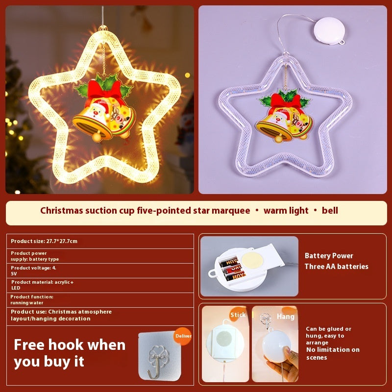 HKM-994963 Elegant LED Christmas Star Pendant Light for Holiday Window and Door Decoration