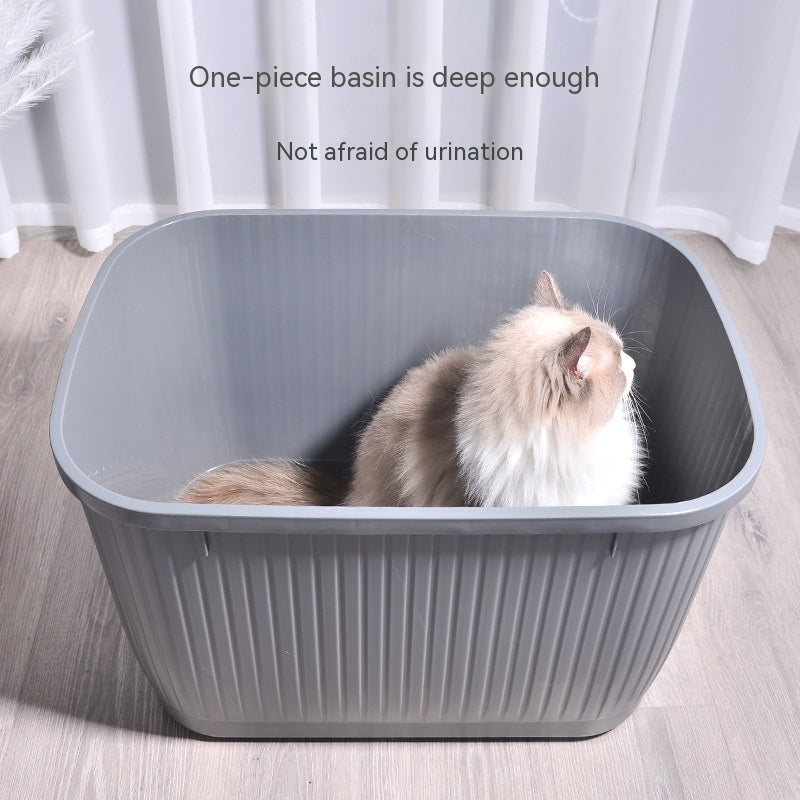 HKM-995027 Oversized Top-Entry Litter Box for Cats - Fully Enclosed, Space-Saving Design in Blue, Gray, Pink