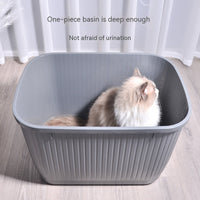 HKM-995027 Oversized Top-Entry Litter Box for Cats - Fully Enclosed, Space-Saving Design in Blue, Gray, Pink