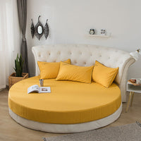 HKM-995155 Cotton Round Bed Sheet Set with Pillowcase – Simple Floral Design, 200cm x 200cm