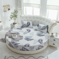 HKM-995155 Cotton Round Bed Sheet Set with Pillowcase – Simple Floral Design, 200cm x 200cm