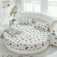 HKM-995155 Cotton Round Bed Sheet Set with Pillowcase – Simple Floral Design, 200cm x 200cm