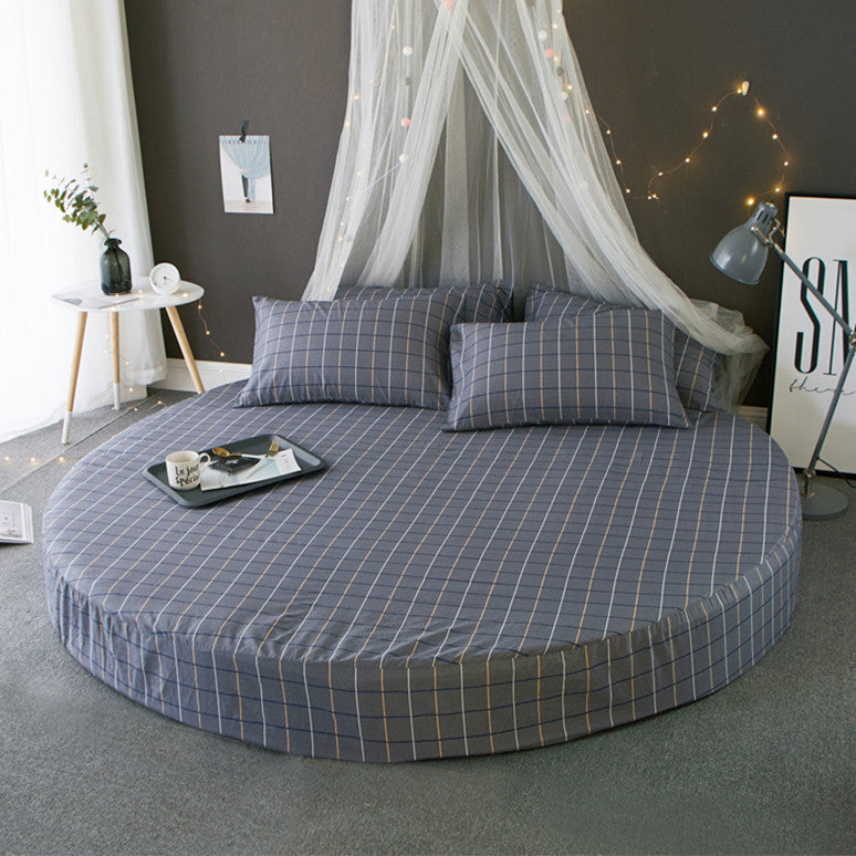 HKM-995155 Cotton Round Bed Sheet Set with Pillowcase – Simple Floral Design, 200cm x 200cm