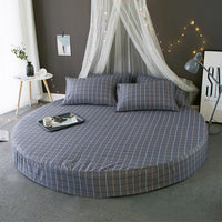 HKM-995155 Cotton Round Bed Sheet Set with Pillowcase – Simple Floral Design, 200cm x 200cm