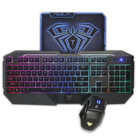 HKM-995219 Backlit Luminous Keyboard and Adjustable DPI Mouse Set with Multimedia Function and Waterproof Design