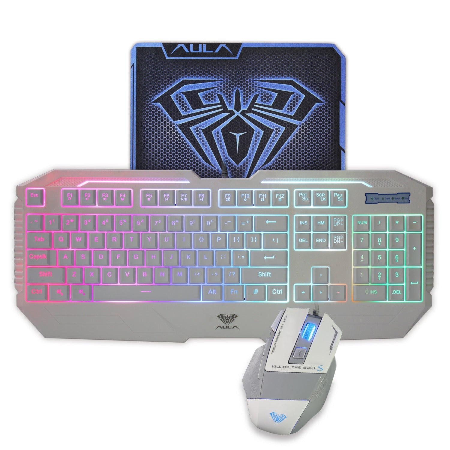 HKM-995219 Backlit Luminous Keyboard and Adjustable DPI Mouse Set with Multimedia Function and Waterproof Design