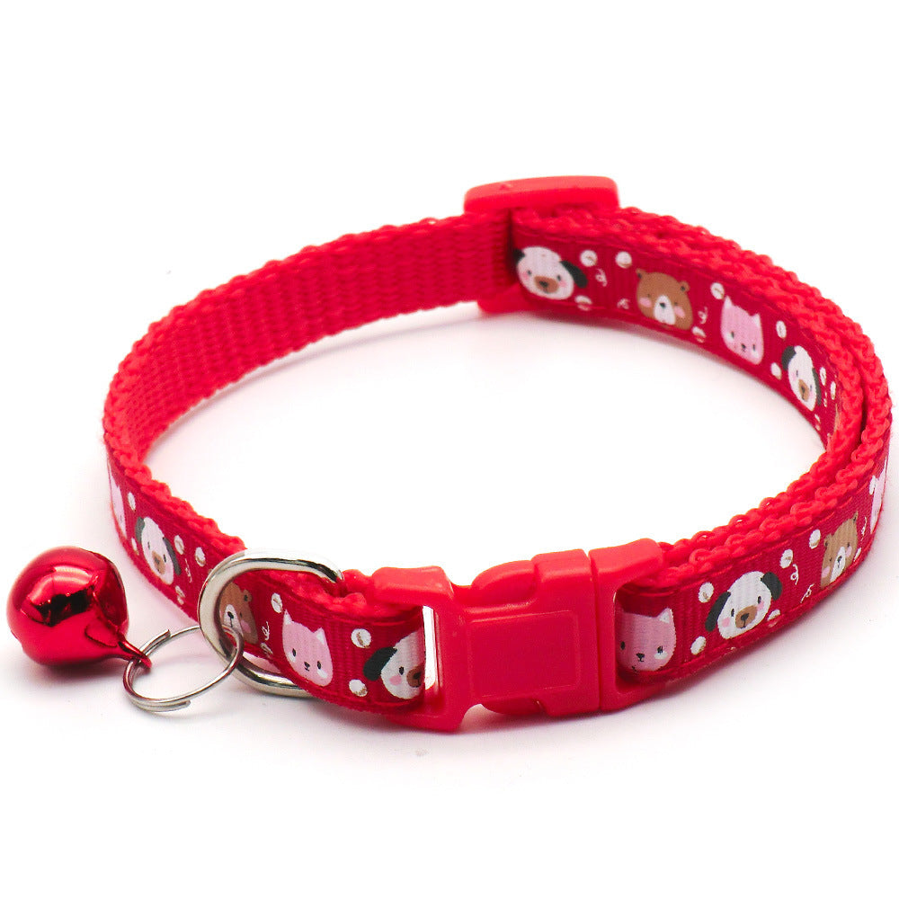 HKM-995219 Colorful Cartoon Cat Collar with Bell - Adjustable 19-32cm, Suitable for All Seasons