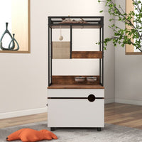 HKM-995347 Cat Litter Box Enclosure with Cat Tree Tower, American Design Furniture in White and Vintage Finish