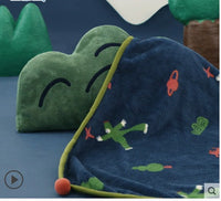 HKM-995347 Giant Dual-Purpose Coral Fleece Pillow Blanket for Cozy Comfort