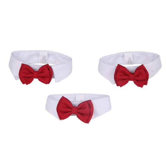 HKM-995347 Red Cotton Bow Tie for Pets - Adjustable Size with Velcro Closure
