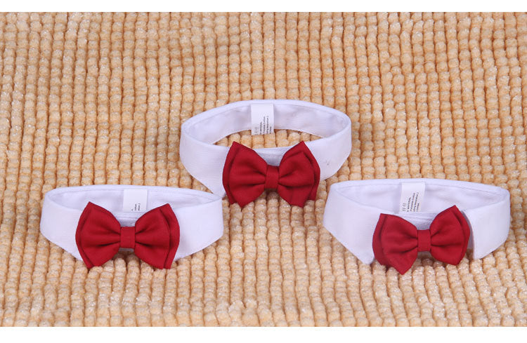 HKM-995347 Red Cotton Bow Tie for Pets - Adjustable Size with Velcro Closure
