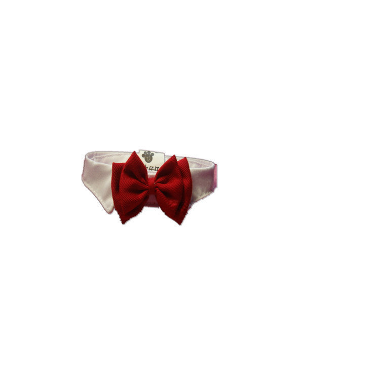 HKM-995347 Red Cotton Bow Tie for Pets - Adjustable Size with Velcro Closure