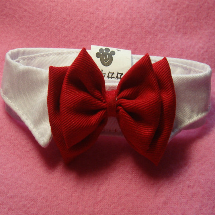 HKM-995347 Red Cotton Bow Tie for Pets - Adjustable Size with Velcro Closure