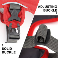 HKM-995539 Adjustable Dog Traction Chest Strap in Red and Grey with Oxford Fabric and Breathable Mesh