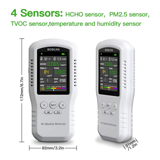 KTX-995539 Multi Gas Air Quality Detector with PM2.5, PM10, HCHO, TVOC, Temperature & Humidity Analysis