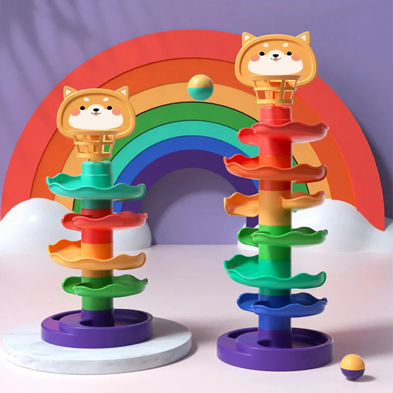 KTX-995603 Rolling Ball Slide Track Toy for Parent-Child Interaction - Educational Building Block Puzzle with Slide Balls