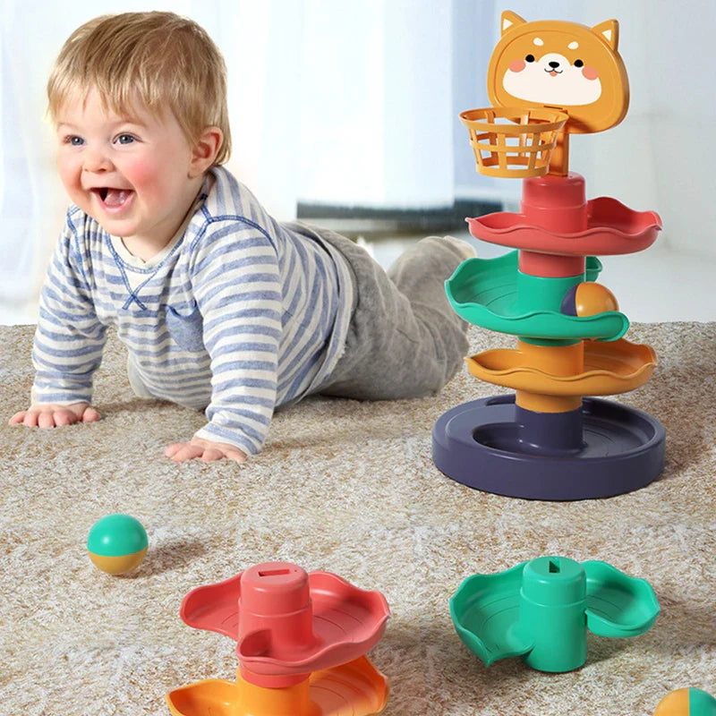 KTX-995603 Rolling Ball Slide Track Toy for Parent-Child Interaction - Educational Building Block Puzzle with Slide Balls