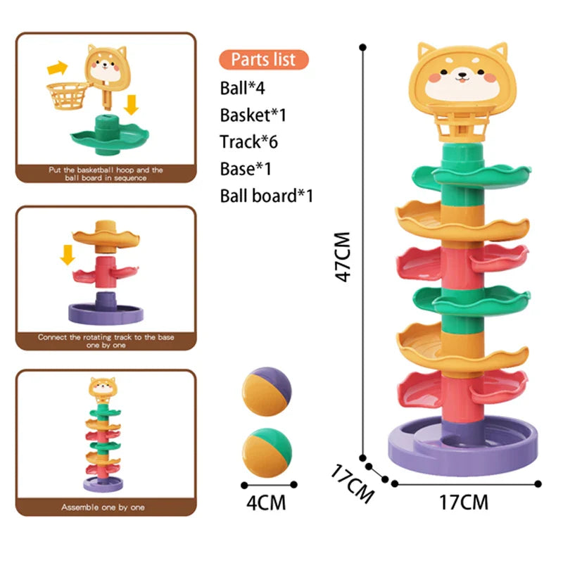 KTX-995603 Rolling Ball Slide Track Toy for Parent-Child Interaction - Educational Building Block Puzzle with Slide Balls