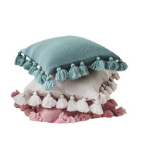 HKM-995731 Bohemian Lantern Ball Knitted Cushion Cover with Fringe - Acrylic, Soft and Cozy, 45X45CM