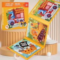 HKM-995923 Magnetic Foldable Puzzle Book with Cartoon Animal and Transportation Themes for Kids Age 2-7