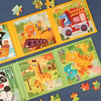 HKM-995923 Magnetic Foldable Puzzle Book with Cartoon Animal and Transportation Themes for Kids Age 2-7