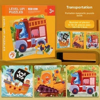 HKM-995923 Magnetic Foldable Puzzle Book with Cartoon Animal and Transportation Themes for Kids Age 2-7