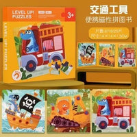 HKM-995923 Magnetic Foldable Puzzle Book with Cartoon Animal and Transportation Themes for Kids Age 2-7