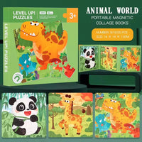 HKM-995923 Magnetic Foldable Puzzle Book with Cartoon Animal and Transportation Themes for Kids Age 2-7