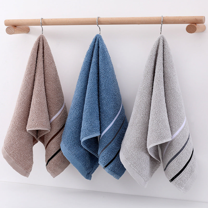 HKM-995923 Thickened Cotton Towel - Soft, Absorbent, 33x72cm, Available in Camel, Navy, Silver Grey