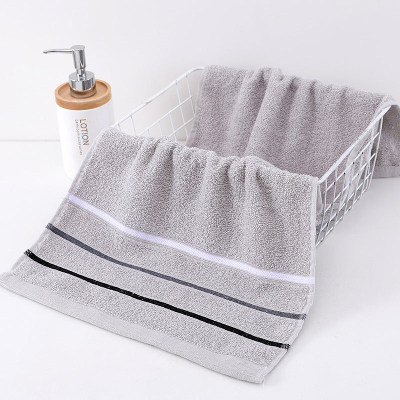 HKM-995923 Thickened Cotton Towel - Soft, Absorbent, 33x72cm, Available in Camel, Navy, Silver Grey