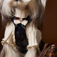 HKM-995987 Casual Lace Bow Bottoming Shirt for Dogs in Coffee and Beige, Various Sizes Available