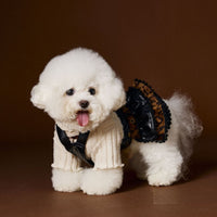 HKM-995987 Casual Lace Bow Bottoming Shirt for Dogs in Coffee and Beige, Various Sizes Available