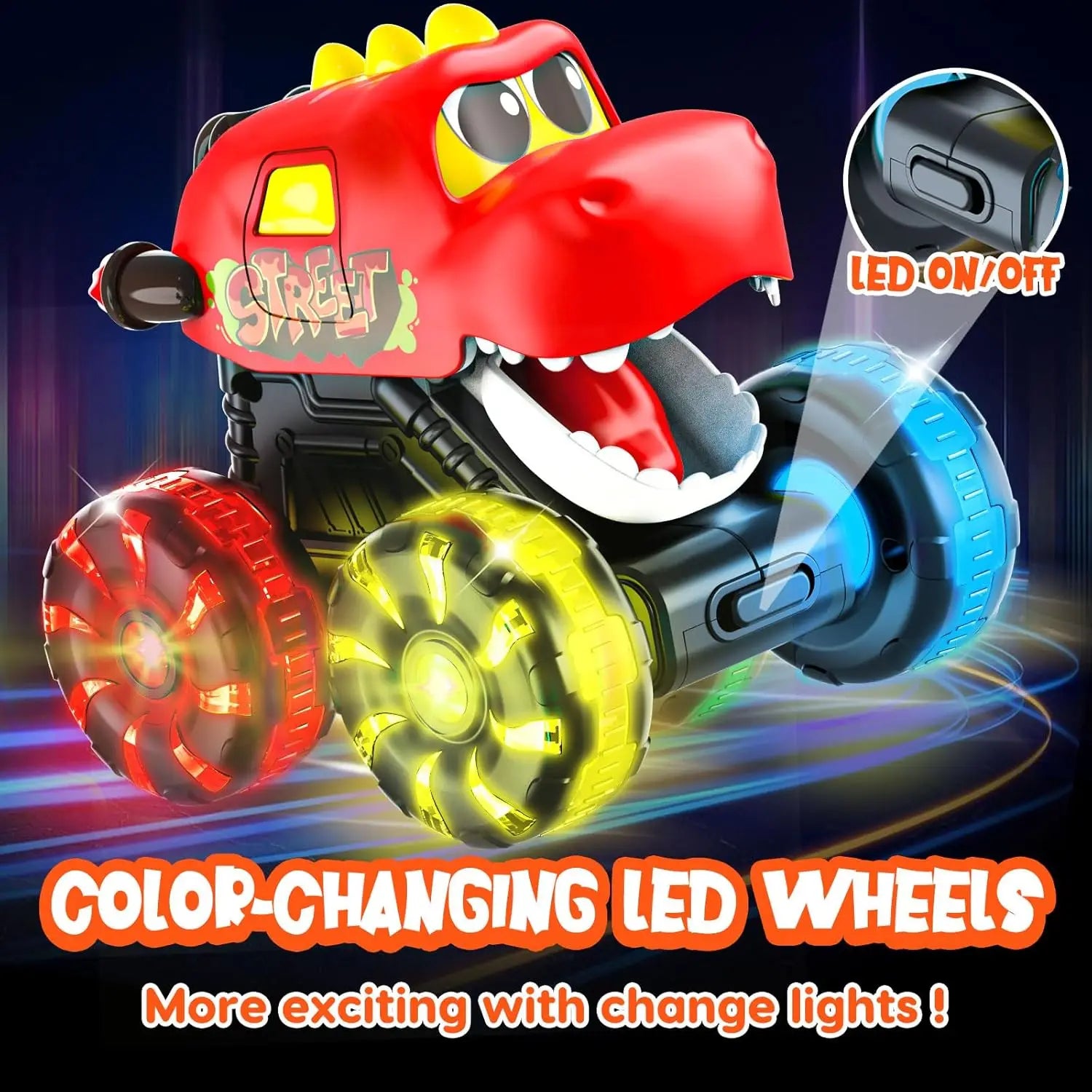 HKM-995987 Inertial Glide Monster Truck and Dinosaur Cars – Light-Up Pull Back Truck Toys for Kids Ages 2 to 13