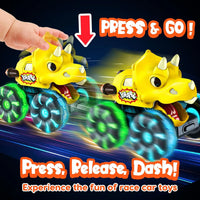 HKM-995987 Inertial Glide Monster Truck and Dinosaur Cars – Light-Up Pull Back Truck Toys for Kids Ages 2 to 13