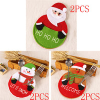 HKM-996115 Christmas Theme Cutlery Set - Snowman, Elf & Cartoon Designs in Non-Woven Material