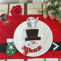 HKM-996115 Christmas Theme Cutlery Set - Snowman, Elf & Cartoon Designs in Non-Woven Material