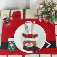 HKM-996115 Christmas Theme Cutlery Set - Snowman, Elf & Cartoon Designs in Non-Woven Material