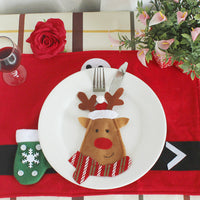 HKM-996115 Christmas Theme Cutlery Set - Snowman, Elf & Cartoon Designs in Non-Woven Material