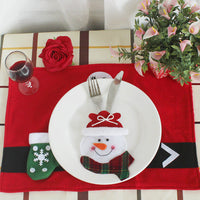 HKM-996115 Christmas Theme Cutlery Set - Snowman, Elf & Cartoon Designs in Non-Woven Material