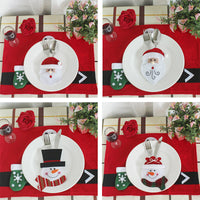 HKM-996115 Christmas Theme Cutlery Set - Snowman, Elf & Cartoon Designs in Non-Woven Material