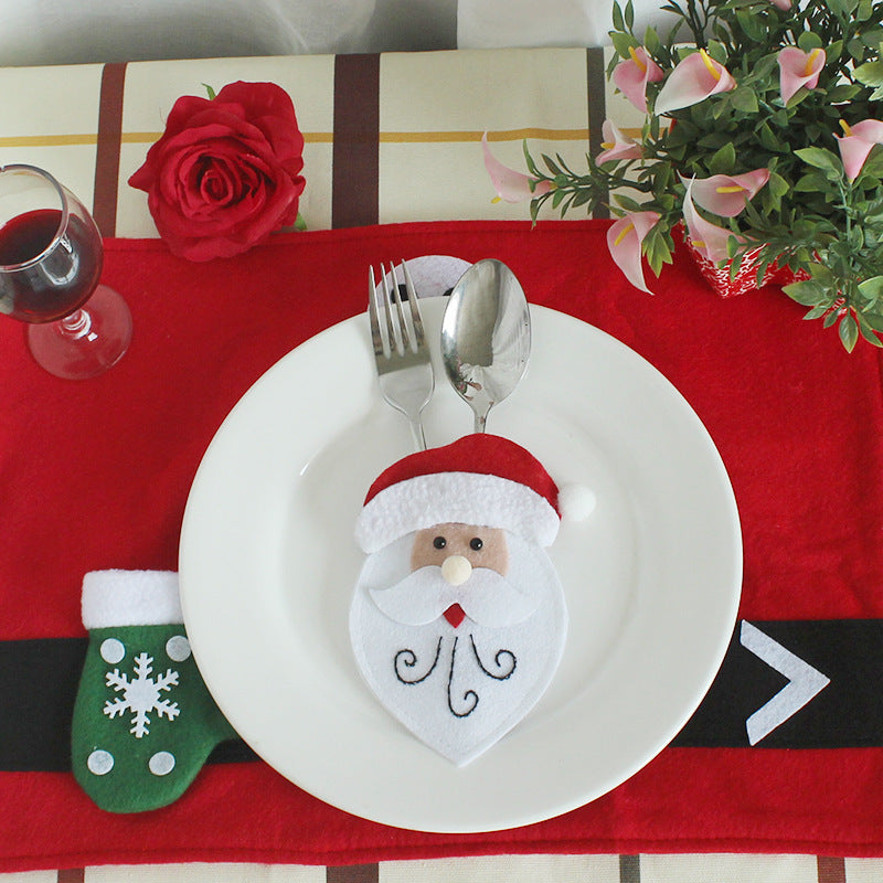 HKM-996115 Christmas Theme Cutlery Set - Snowman, Elf & Cartoon Designs in Non-Woven Material