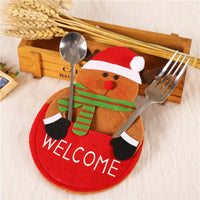 HKM-996115 Christmas Theme Cutlery Set - Snowman, Elf & Cartoon Designs in Non-Woven Material