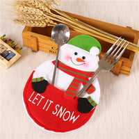 HKM-996115 Christmas Theme Cutlery Set - Snowman, Elf & Cartoon Designs in Non-Woven Material