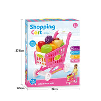 HKM-996179 Kids Supermarket Shopping Cart Playset with 24 Fruit Accessories