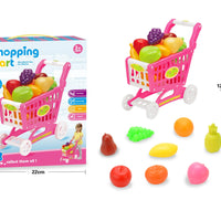 HKM-996179 Kids Supermarket Shopping Cart Playset with 24 Fruit Accessories